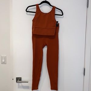 Victoria’s Secret Seamless Rib Leggings Top Bra Set M Medium Burnt Orange
